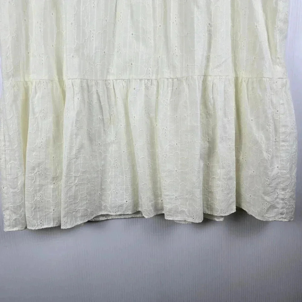 NWOT Madewell Women’s Cream Eyelet Preppy Above Knee Mini Dress Size M - Picture 4 of 10